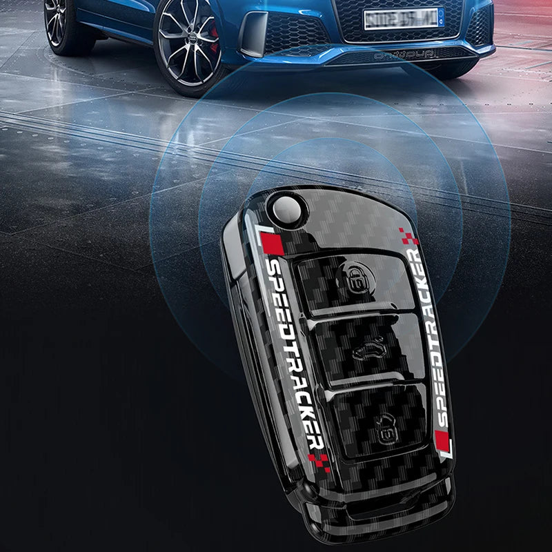 Car Key Cover Compatible with Audi A1 A3 A4 8P 8L 8V A5 B6 B7 A6 A7 C5 C6 Q3 Q5 Q7 4F S3 S4 S6 RS3 TT – Carbon Fiber Style