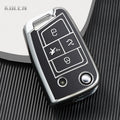 Car Key Cover Compatible with Volkswagen (VW) Golf 7 MK7 Tiguan MK2; SEAT Ateca Leon FR 2 Ibiza; Skoda Octavia – Carbon Fiber Style