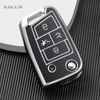 Car Key Cover Compatible with Volkswagen (VW) Golf 7 MK7 Tiguan MK2; SEAT Ateca Leon FR 2 Ibiza; Skoda Octavia – Carbon Fiber Style