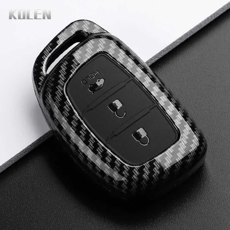 Car Key Cover Compatible with Hyundai Tucson Santa Fe Rena Sonata Elantra Creta ix35 ix45 i10 i30 i40 – Carbon Fiber Style