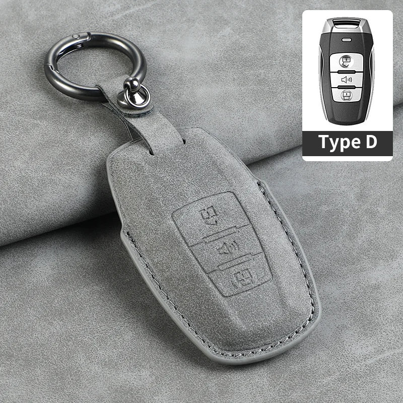 Leather Car Key Cover Compatible with Great Wall Haval/Hover H6, H7, H8, H4, H9, F5, F7, H2S, H3, H5, M6, Dargo, B07, A07