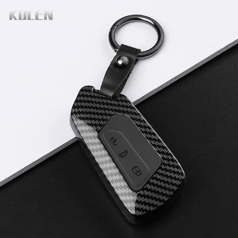 Car Key Cover Compatible with Volkswagen (VW) Golf 8 MK8 ID3 ID.4; CUPRA; Skoda Octavia A8; SEAT Leon MK4 – Carbon Fiber Style