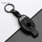 Car Key Cover Compatible with Mercedes-Benz A B C E Class GLS GLA GLK GLC CLS CLA AMG W204 W205 W212 W463 W176 – Carbon Fiber Style