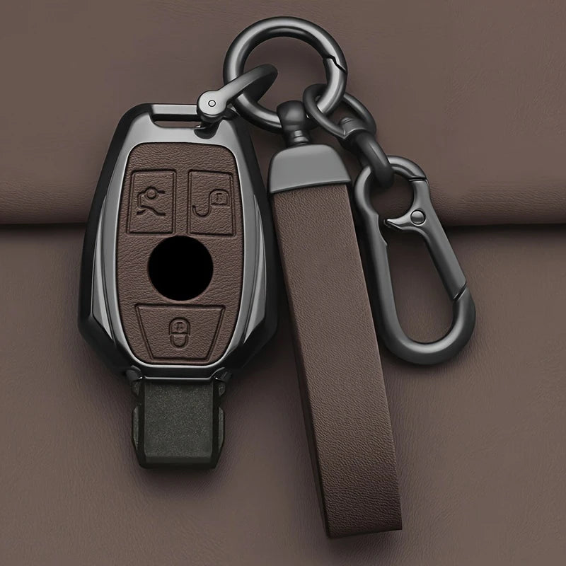 2/3 Buttons Alloy-Style Car Key Fob Cover for Mercedes-Benz A-Class, B-Class, C-Class, E-Class, CLA, CLS, GLA, GLB, GLC, GLK, GLE, GLS & G-Class – W204, W205, W212, W463