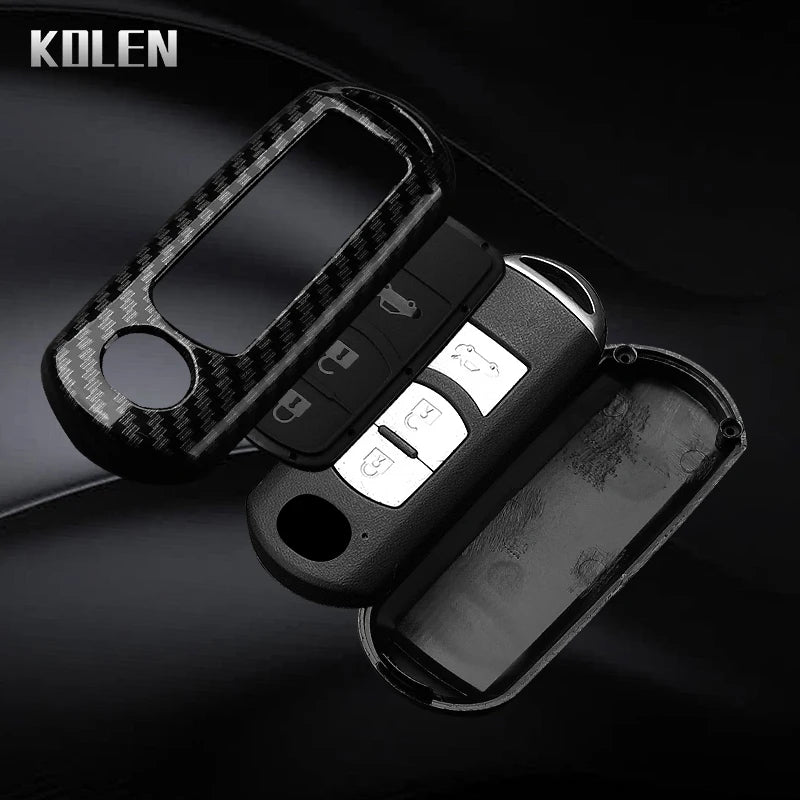 Car Key Cover Compatible with Mazda 2 3 6 Demio Atenza Axela CX-5 CX5 CX-3 CX7 CX-9 3 4 CX30 2016 2017 2018 2019 – Carbon Fiber Style
