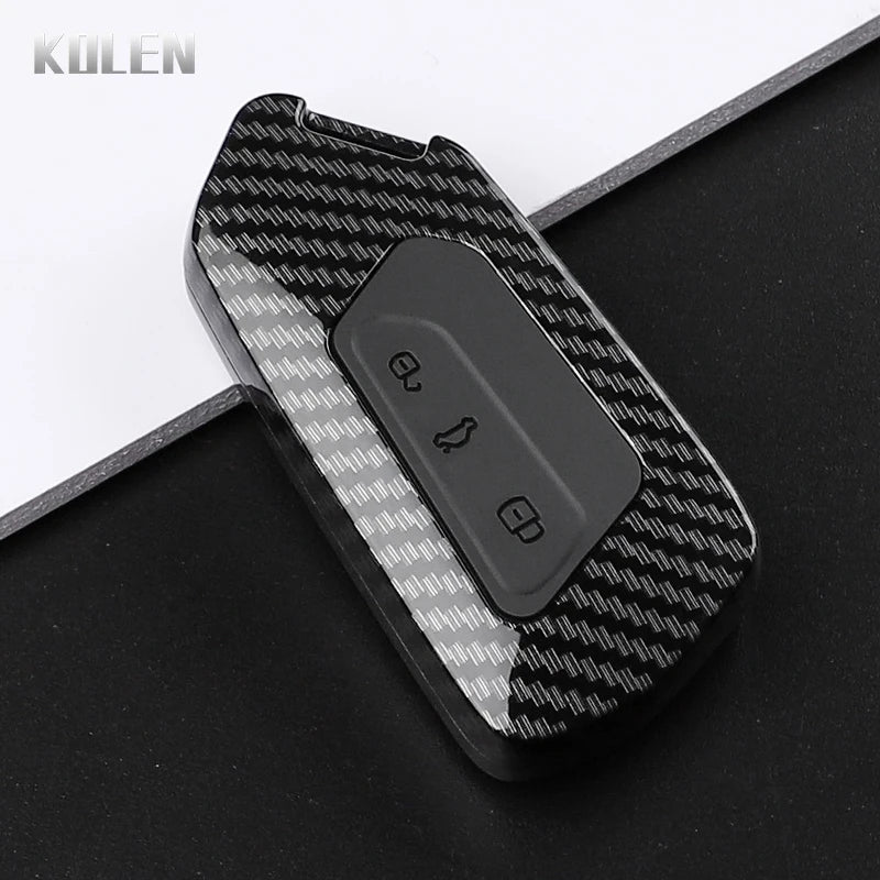 Car Key Cover Compatible with Volkswagen (VW) Golf 8 MK8 ID3 ID.4; CUPRA; Skoda Octavia A8; SEAT Leon MK4 – Carbon Fiber Style