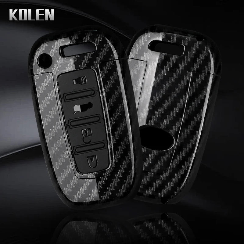 Car Key Cover Compatible with Hyundai ix35 Elantra Sonata 8 9; Kia Sportage K5 K2 Sorento Optima Forte – Carbon Fiber Style