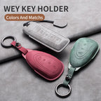 Leather Car Key Fob Cover Compatible with Great Wall GWM WEY Coffee01, Coffee02, WEY-X, WEY-S, WEY-GT, VV7 GT