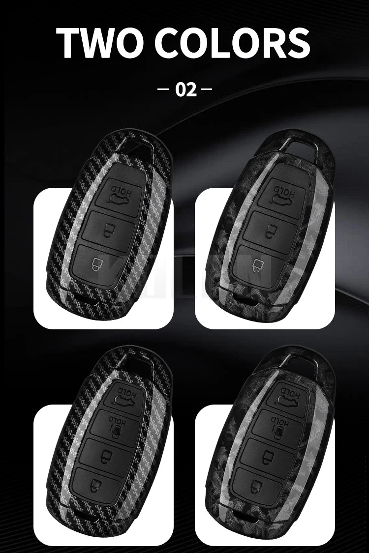 Car Key Cover Compatible with Hyundai i30 ix25 Elantra Kona Solaris Azera Grandeur IG TM Accent Santa Fe – Carbon Fiber Style