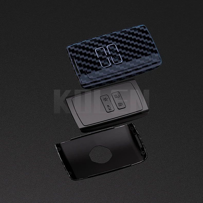 Car Key Cover Compatible with Renault Koleos Captur Kadjar Megane Clio Scenic Talisman Arkana Zoe; Dacia Sandero – Carbon Fiber Style