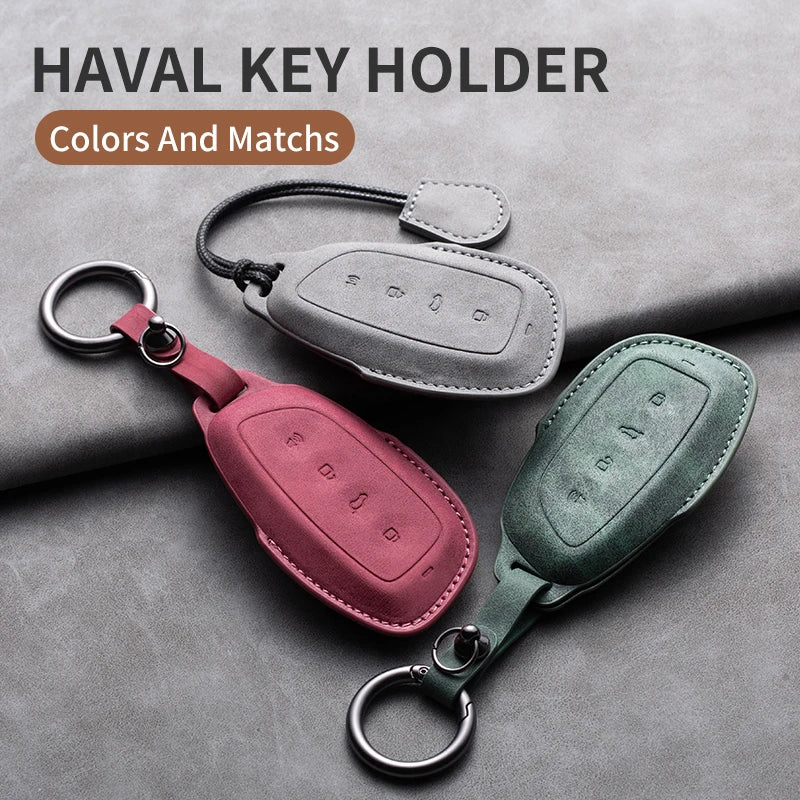 Leather Car Key Cover Compatible with Great Wall Haval/Hover H6, H7, H8, H4, H9, F5, F7, H2S, H3, H5, M6, Dargo, B07, A07