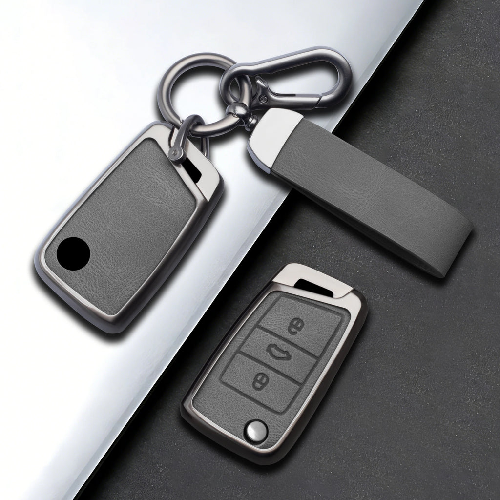 Zinc Alloy Car Key Fob Cover for Volkswagen Golf 7 Alltrack MK7 & Tiguan; SEAT Ateca, Leon & Ibiza; Skoda Octavia – 4 Buttons