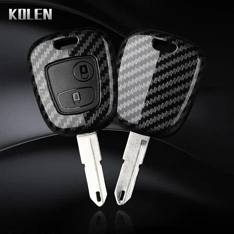 Car Key Cover Compatible with Citroen C1 C2 C3 C4; Peugeot 107 206 207 307; Toyota Aygo – Carbon Fiber Style