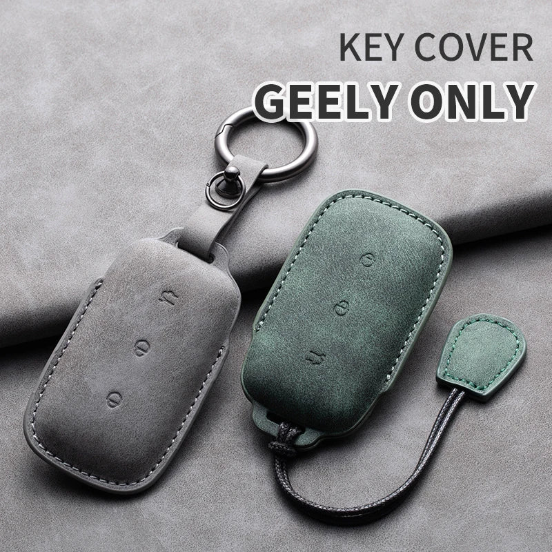 Leather Car Key Fob Cover Compatible with Geely Galaxy L7, 24, L6 MAX, 1.5T, Plus, AIR, PRO, Galaxy L7max, E8, E5