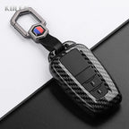 Car Key Cover Compatible with Toyota Prius Camry Corolla CHR C-HR RAV4 Land Cruiser Prado – Carbon Fiber Style