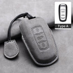 Leather Car Key Cover Compatible with Geely Coolray, X6, Emgrand, Global Hawk, GX7, Atlas, Boyue, NL3, X7, EX7, Kulrey, GT, GC9