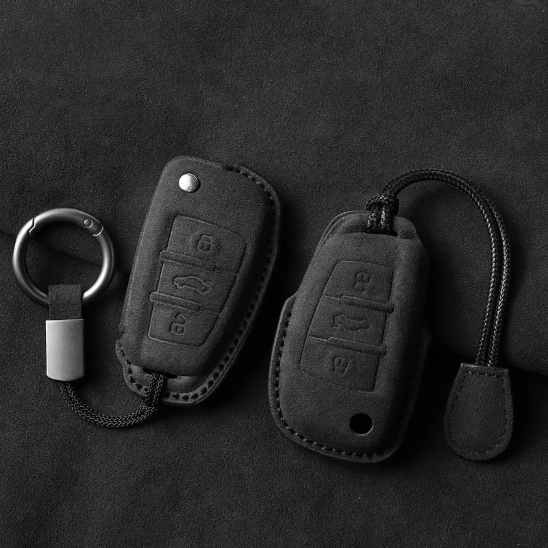 Suede Car Key Cover Compatible with Audi A1, A3, A4, A5, A6, A7, Q3, Q5, S6, B6, B7, B8, C6, 8P, 8V, 8L, TT, RS