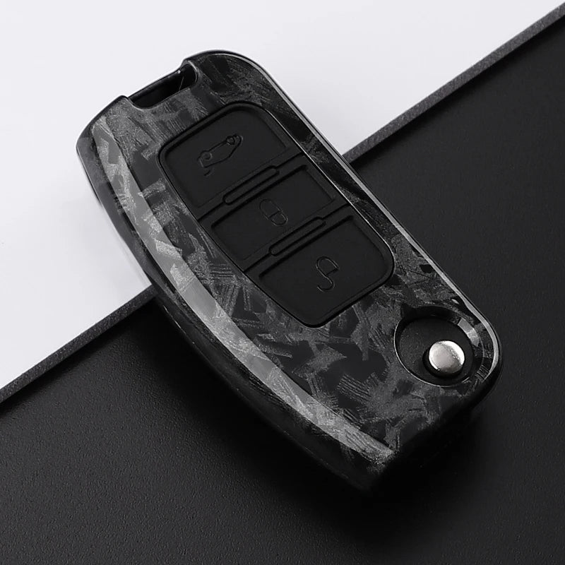 Car Key Cover Compatible with Ford B-Max C-Max Eco Sport Galaxy Fiesta Focus 2 Ecosport Kuga Escape Falcon – Carbon Fiber Style
