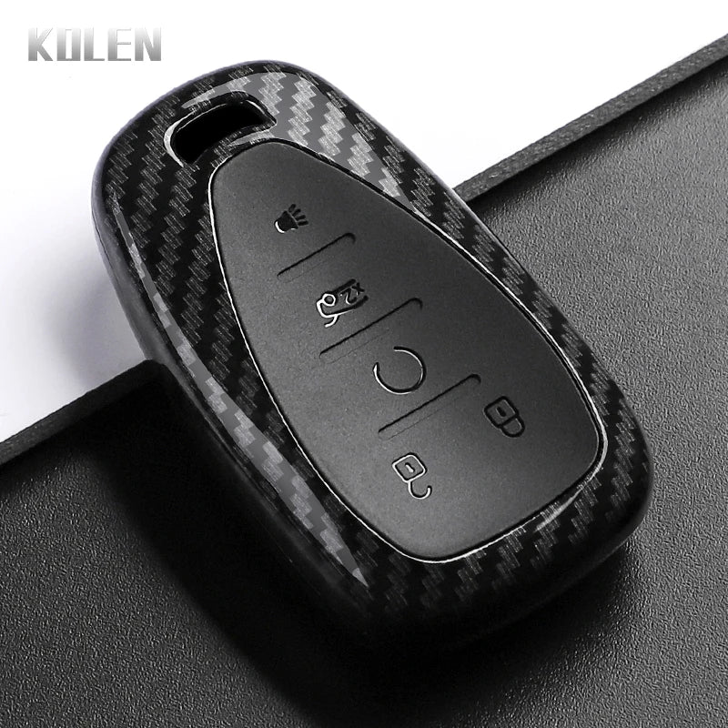 Car Key Cover Compatible with Chevrolet Malibu Blazer Traverse Onix Equinox Volt Bolt Trax Orlando Cruze Spark Camaro – Carbon Fiber Style