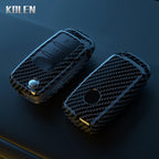 Car Key Cover Compatible with Volkswagen (VW) Polo Golf Passat Beetle Tiguan; SEAT Leon Altea; Skoda Octavia Kodiaq – Carbon Fiber Style