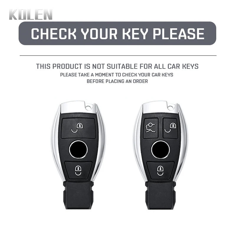 Car Key Cover Compatible with Mercedes-Benz A B C E Class GLS GLA GLK GLC CLS CLA AMG W204 W205 W212 W463 W176 – Carbon Fiber Style