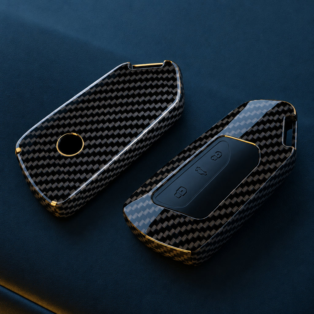 Car Key Cover Compatible with Volkswagen (VW) Golf 8 2020; Skoda Octavia A8 2021; SEAT Leon MK4 – Carbon Fiber Style