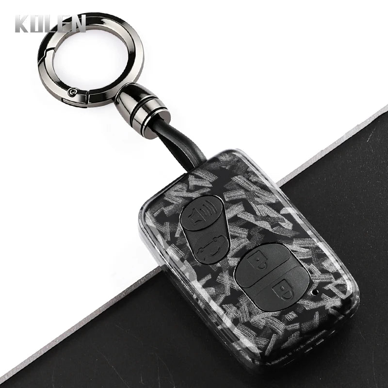 Car Key Cover Compatible with Toyota Aqua RAV4 Land Cruiser Camry Prado Corolla Prius – Carbon Fiber Style