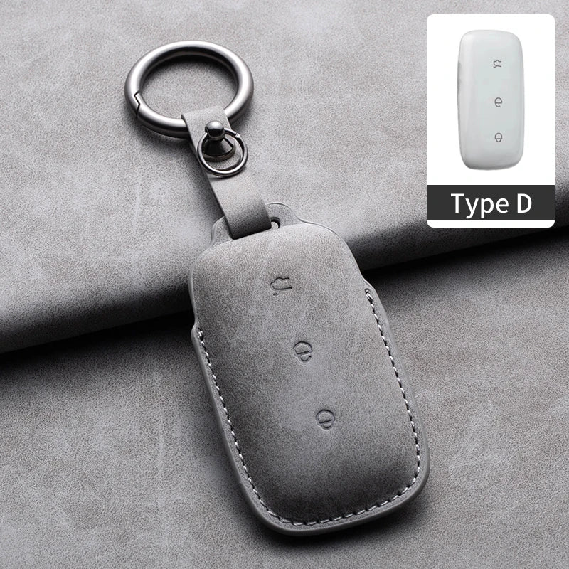 Leather Car Key Fob Cover Compatible with Geely Galaxy L7, 24, L6 MAX, 1.5T, Plus, AIR, PRO, Galaxy L7max, E8, E5