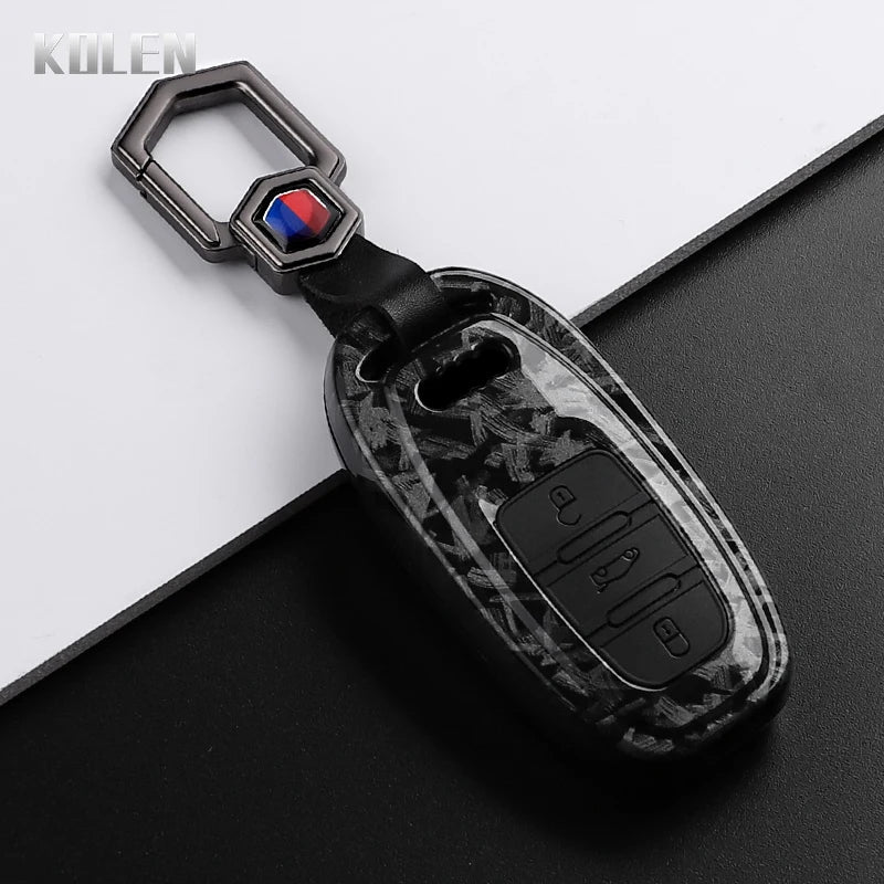 Car Key Cover Compatible with Audi A1 A3 8V A4 B8 B9 A5 A6 C7 A7 A8 Q3 Q5 Q7 S4 S6 S7 S8 R8 TT – Carbon Fiber Style