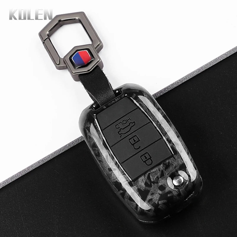Car Key Cover Compatible with Kia Rio 3 K2 Ceed Cerato K3 Sportage 4 Picanto K5 Optima Sorento Forte Stinger – Carbon Fiber Style