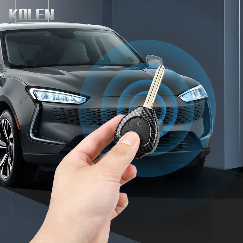Car Key Cover Compatible with Toyota Corolla Vios Camry Yaris RAV4 Hilux Cruiser Fortuner – 2/3/4 Buttons – Carbon Fiber Style