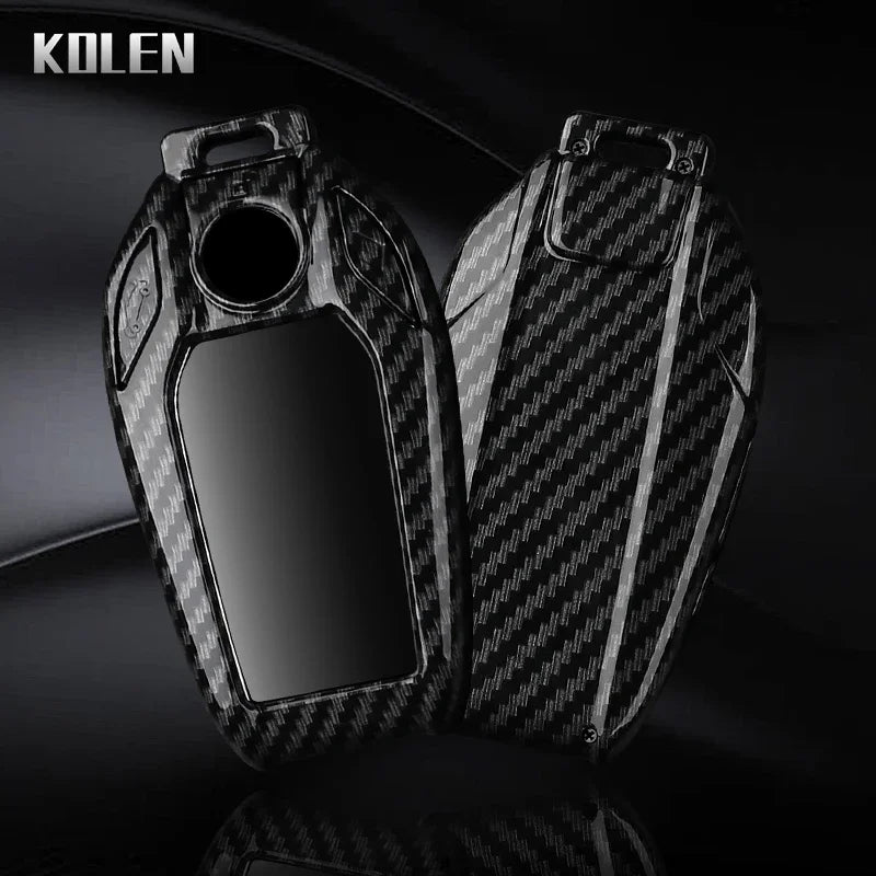 LED Display Key Cover Compatible with BMW G30 G12 G11 G32 G31 5 7 Series i8 I12 I15 G01 X3 X4 G02 G05 X5 G07 X7 – Carbon Fiber Style