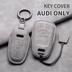 Leather Car Key Fob Cover Compatible with Audi A1, A3, 8P, A4, B8, B9, A5, A6, C7, A7, A8, Q3, Q5, Q7, Q8, C8, D5, 4M, RS3, S4, S5, S7, TT, e-tron