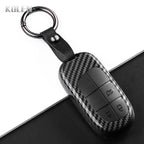 Car Key Cover Compatible with Jeep Renegade Grand Cherokee; Dodge Journey Charger; Chrysler 200 300 – Carbon Fiber Style