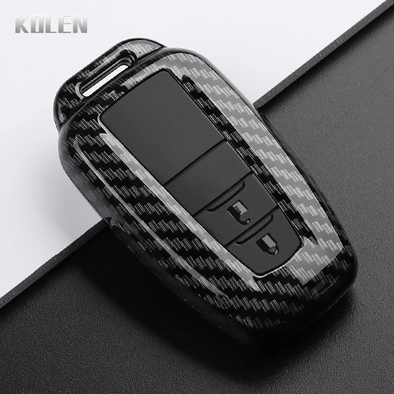 Car Key Cover Compatible with Toyota Prius Camry Corolla CHR C-HR RAV4 Land Cruiser Prado – Carbon Fiber Style