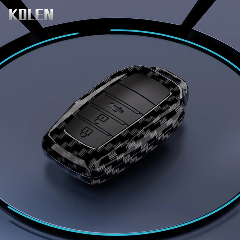 Flip Key Cover Compatible with Toyota Sienna RAV4 Crown Hilux Fortuner Camry Land Cruiser Prado Venza – Carbon Fiber Style