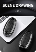 Car Key Cover Compatible with Hyundai i30 ix25 Elantra Kona Solaris Azera Grandeur IG TM Accent Santa Fe – Carbon Fiber Style