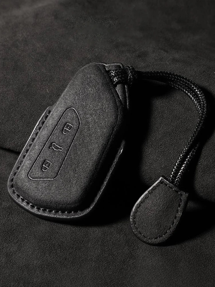 Suede Keyless Car Key Cover Compatible with VW Volkswagen GTI, R, MK8, Golf 8, ID.3, ID.4, ID.6