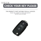 Car Key Cover Compatible with Volkswagen (VW) Polo Golf Passat Beetle Tiguan; SEAT Leon Altea; Skoda Octavia Kodiaq – Carbon Fiber Style