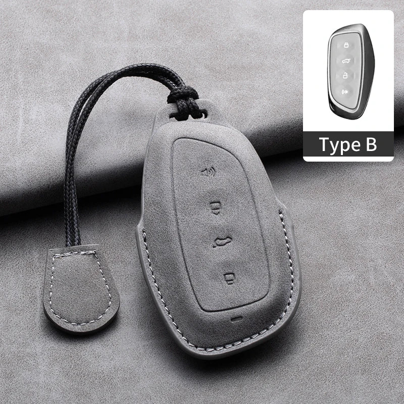 Leather Car Key Cover Compatible with Great Wall Haval/Hover H6, H7, H8, H4, H9, F5, F7, H2S, H3, H5, M6, Dargo, B07, A07