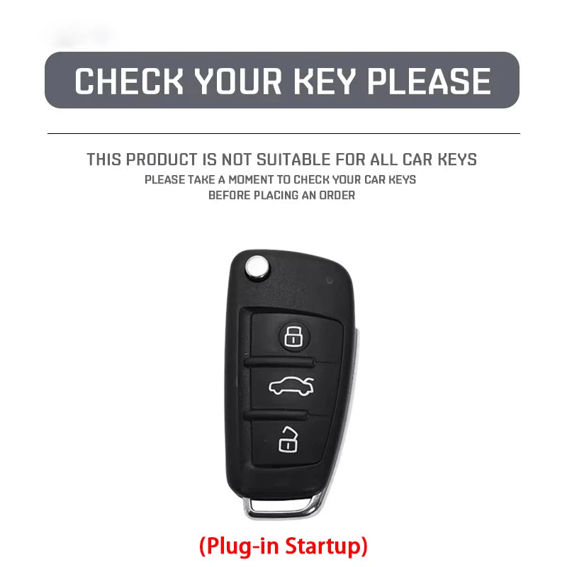 Suede Car Key Cover Compatible with Audi A1, A3, A4, A5, A6, A7, Q3, Q5, S6, B6, B7, B8, C6, 8P, 8V, 8L, TT, RS