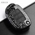 Car Key Cover Compatible with Hyundai ix35 ix45 ix25 i10 i20 i30 HB20 Sonata Verna Solaris Santa Elantra Mistra – Carbon Fiber Style