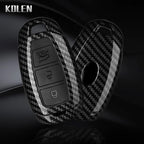 Car Key Cover Compatible with Hyundai i30 ix25 Elantra Kona Solaris Azera Grandeur IG TM Accent Santa Fe – Carbon Fiber Style