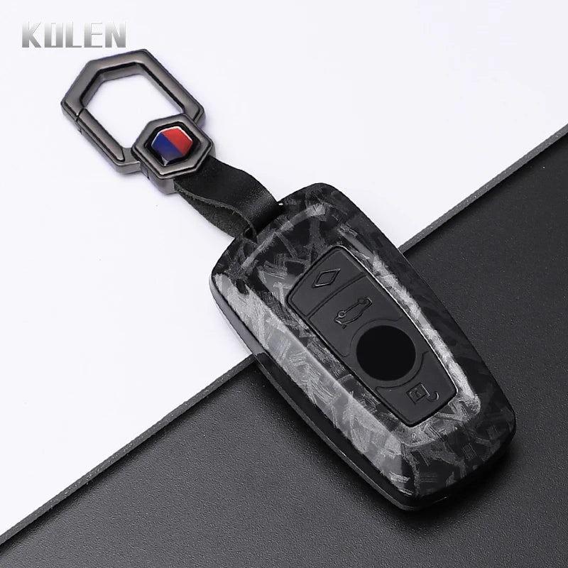 Car Key Cover Compatible with BMW 1 3 5 7 Series X1 X3 X4 X5 F10 F15 F16 F20 F30 F18 F25 M3 M4 – Carbon Fiber Style