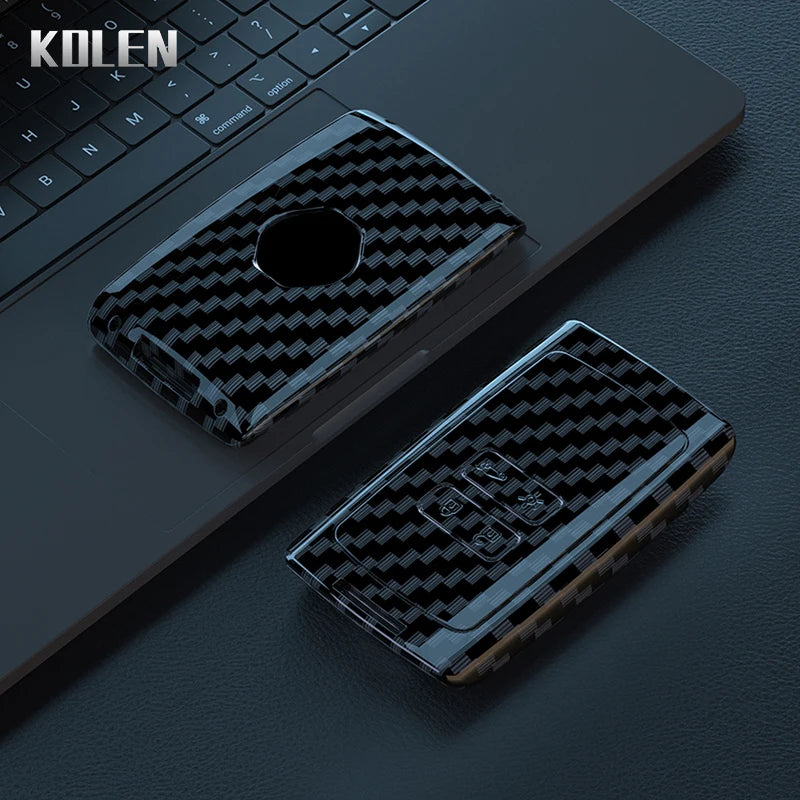 Car Key Cover Compatible with Renault Koleos Captur Kadjar Megane Clio Scenic Talisman Arkana Zoe; Dacia Sandero – Carbon Fiber Style
