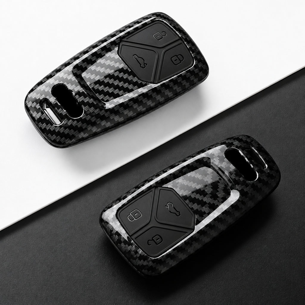 Car Key Cover Compatible with Audi A4 B9 A5 A6 8S 8W Q5 Q7 4M S4 S5 S7 TT TTS TFSI RS – Carbon Fiber Style