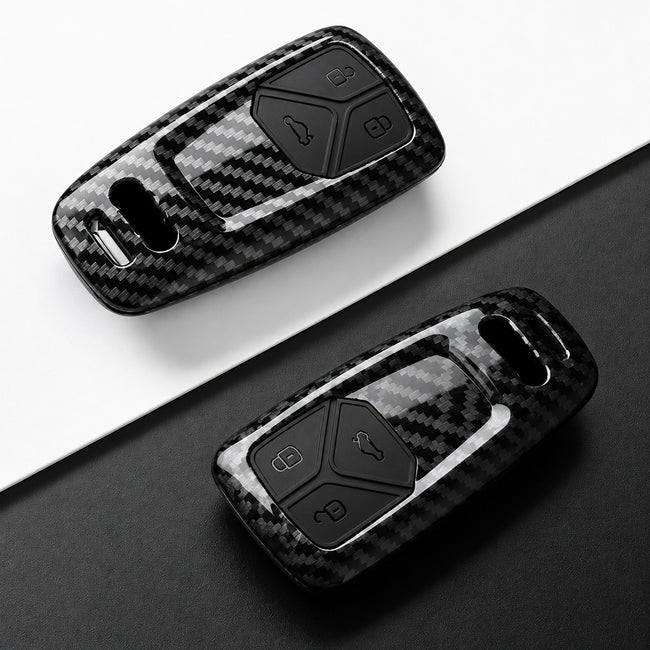 Car Key Cover Compatible with Audi A4 B9 A5 A6 8S 8W Q5 Q7 4M S4 S5 S7 TT TTS TFSI RS – Carbon Fiber Style