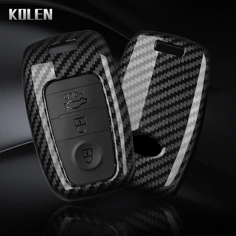 Car Key Cover Compatible with Kia Sportage Cerato Optima K2 K3 K4 K5 Rio Picanto Soul Sorento Sedona – Carbon Fiber Style