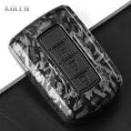 Car Key Cover Compatible with Toyota Prius Plus Auris Camry RAV4 Corolla Avalon Highlander CHR Land Cruiser – Carbon Fiber Style