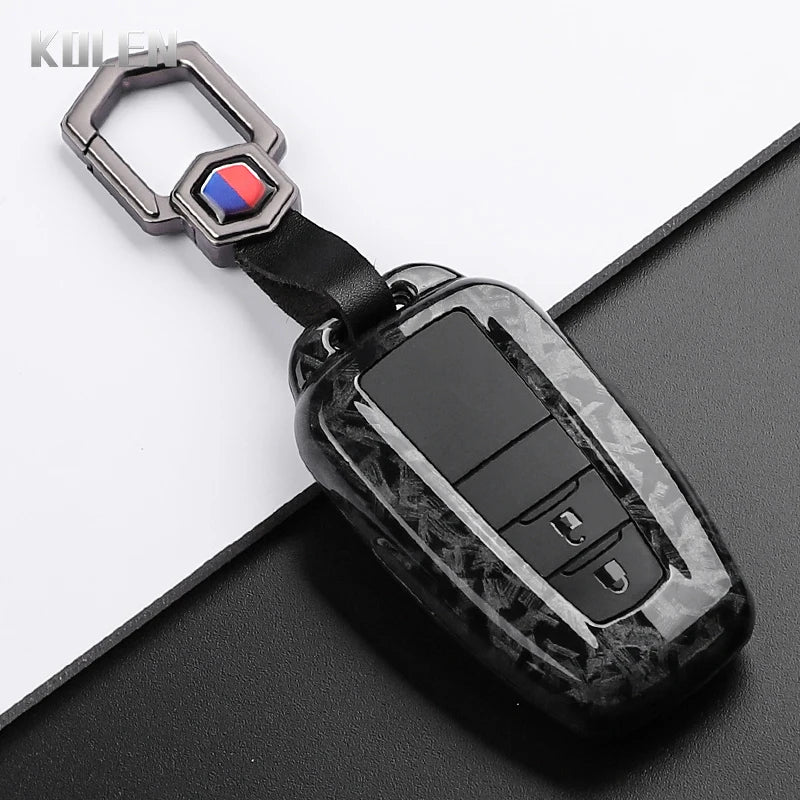 Car Key Cover Compatible with Toyota Prius Camry Corolla CHR C-HR RAV4 Land Cruiser Prado – Carbon Fiber Style